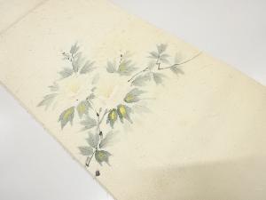 アンティーク　ひげ紬　手描き　枝花模様名古屋帯